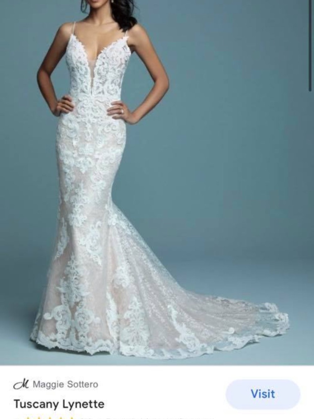 Maggie Sottero Tuscany Lynette White Lace Mermaid Wedding Dress